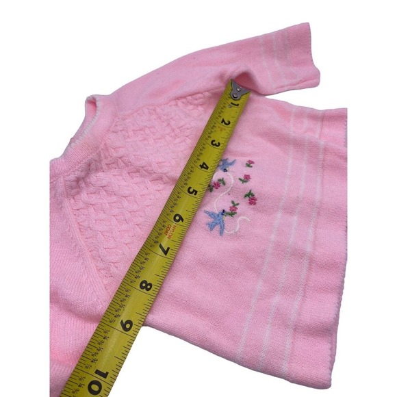 Vintage A Little Angel Sweater Baby 0-3M Pink Birds Embroidered Girls 1960s EUC - Picture 11 of 12